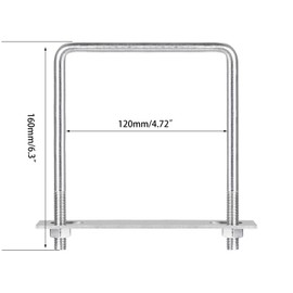 TA-VIGOR M10 Square U-Bolts, 122mm Inner Width 160mm Length 304 Stainless Steel U-Bolts with Nut, Plate for Attaching Piping Conduit Cable Tube Brackets Boat Trailer