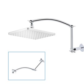 Shower Head Extension Arm, 16'' Solid Brass and Premium Stainless Steel Shower Arm Extension, Shower Head Extender with 360° Adjustability, Universal Shower Pipe Extension with Lock Joint