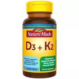 Nature Made Vitamin D3 K2 5000 IU (125 mcg) Vitamin D Dietary Supplement for ...