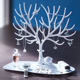 EINCORN Jewelry Display Holder Stand Earrings Pendants Necklace Jewelry Storage Rack Antler Tree Jewelry Box Holder, as the picture shows, White
