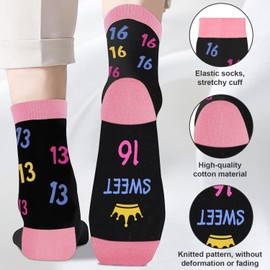 Amosking 16th Birthday Gifts Girl, Socks for 16 Year Old Teen, 3D Pop Up Birthday Card, Sweet 16 Poster, Sweet 16 Gifts for Girls