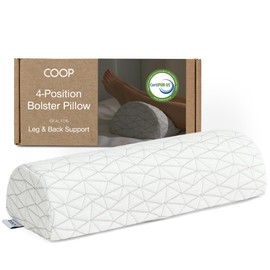 Coop Home Goods Four Position Adjustable Support Pillow, 21 x 8 Half-Moon Shape with Memory Foam Insert, Wedge Pillow for Knee, Leg, Neck, Lumbar and Pressure Points Support