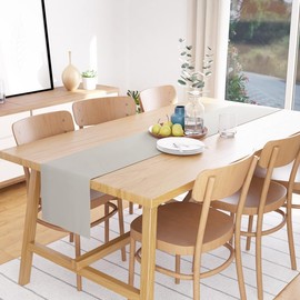 Encasa Table Runner Size 32x230 cm | Cotton Canvas Fabric | Light Grey Solid Color | Machine Washable & Durable