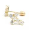 Tioneer 6x9mm 6 CZ Squared Cross 14k Yellow Gold Screw