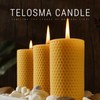Natural Beeswax Pillar Candles 4 Packs - Honeycomb Surface -