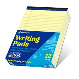 WritePads 8.5"x11" Legal Pads,Wide Ruled,Canary Paper,12 Pack,50 Sheets Per Writing Pad,Micro perforated Writing Pad,BL-MCY50W-12PAD