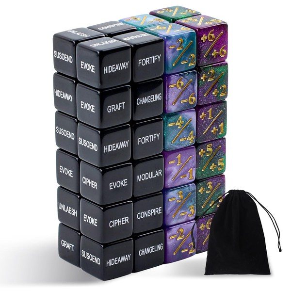 48 Pieces Abilities Keywords Counter Dice,MTG Life Counter 1/+1,Creature Stats