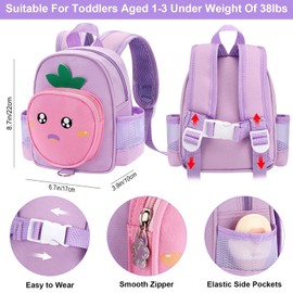 Toddler Backpack with Leash, Accmor 4 in 1 Kids Mini Backpacks with Anti Lost Wrist Link, Cute Child Harness Bag Rein for Outdoor, Strawberry Back Pack Rope Tether for Baby Girls Aged 1-3 Years (Pink)