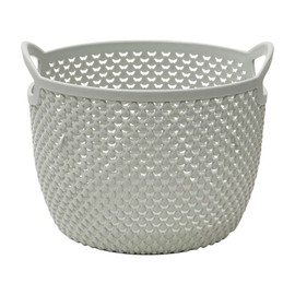 JVL Droplette Design Plastic Round Storage Basket, 3.3L,16 x 19cm Approx, Grey, One Size