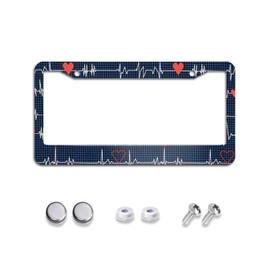 Haocean Calling All Nurses, Heartbeat Customized License Plate Frames Car Universal Stainless Steel Accessories Cars Decor with 2 Holes Fits Standard US Vehicles Size Black 12 x 6 Inches
