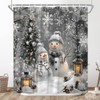 JONSEQIN Merry Christmas Snowman Shower Curtain, Grey, 70x70 inch