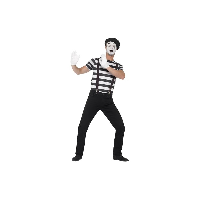Smiffys Gentleman Mime Artist Costume, Black, L - Size 42inch-44inch