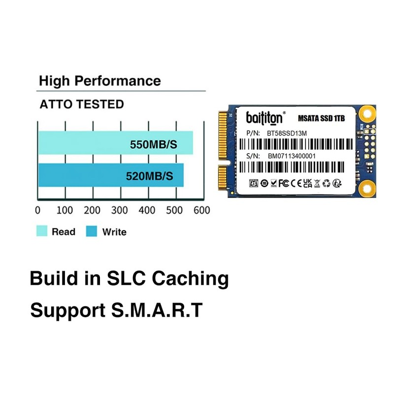 BAITITON 1TB MSATA Internal SSD Solid State Drive High Speed