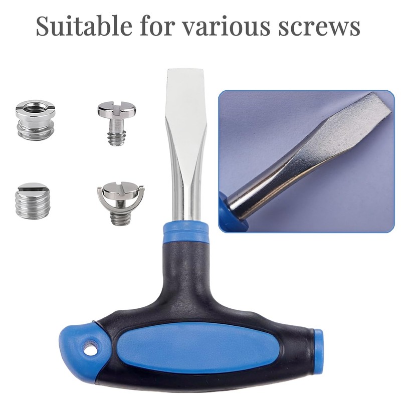 Yiqicomle T Handle Flat Head Screwdriver, 10mm T Handle Flat