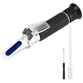 QWORK® Salinity Refractometer, Salt Water Tester Hydrometer with Two Scales and ATC, for Fish Farming, Seawater Analysis, 0-100 PPT and 1000-1070 Specific Gravity