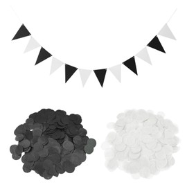 1 Piece Black and White Pennant and 20G Confetti Party Supplies Party Decorations Party Background Decoration Banner Confetti Sequins Creative Party Decoration
