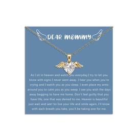 18K Gold/Silver Plated Heart Angel Wings Necklace for Mom with Adjustable 18"-20" Chain, Miscarriage Remembrance Gifts for Mothers, Miscarriage Keepsake for Mom (Angel Wings Necklace-Gold)