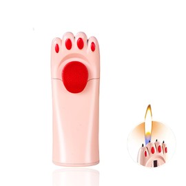 KAIEOMGN Cat Paw Cute Butane Lighters Refillable, Pretty Aesthetic Novelty Lighter, Unique Gifts for Women Fireplace Candles Camping BBQ (No Butane Fuel) (Pink)