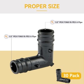 GUOFIS 1/2" Poly PEX A Expansion Fitting,30 Pack 90 Degree Elbow PPSU PEX F1960 Fittings,1/2Inch Pex Plastic Elbow Fitting for Pex-A Pipe Connection(PPSU1960005-30Pack)