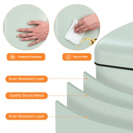 DYTesa 30 Liter/8 Gallon Kitchen Trash Can, Fingerprint-Proof Stainless Steel Garbage Can with Soft Close Lid, Foot Pedal, Removable Inner Bucket for Home, Office, Bedroom, Bathroom, Green