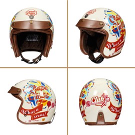 BOSERMEM Retro Motorcycle Helmet, ECE 22.06 Certified Open Helmet, The Lining Is Ventilated And Breathable. Suitable For Motorcycles, Cruisers, Scooters, Vespa And Mopeds (Beige Puzzle, S = 52-54 cm)