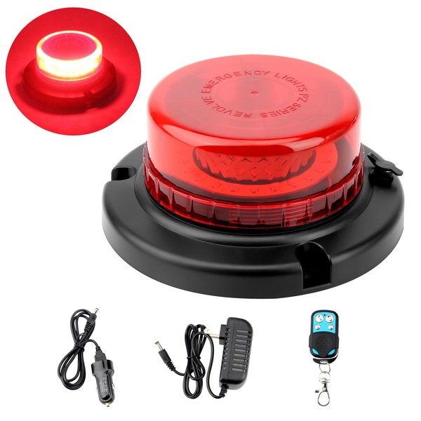 Remote Control Red Beacon Light, Rechargeable Wireless Red Flashing Lights