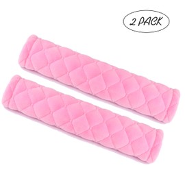 Amooca - Funda suave para cinturón de seguridad, 2 unidades, para una conducción más cómoda, ajuste universal para todos los coches y mochila, color rosa
