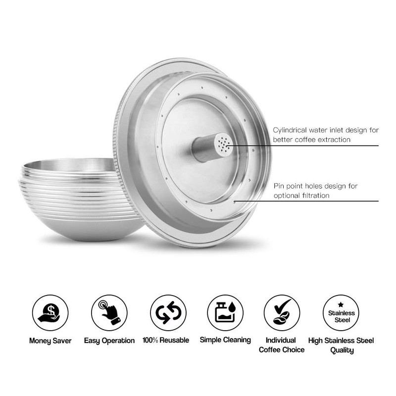 RECAFIMIL Coffee Capsule, Reusable Vertuoline Coffee Pods Refillable Vertuo Capsule