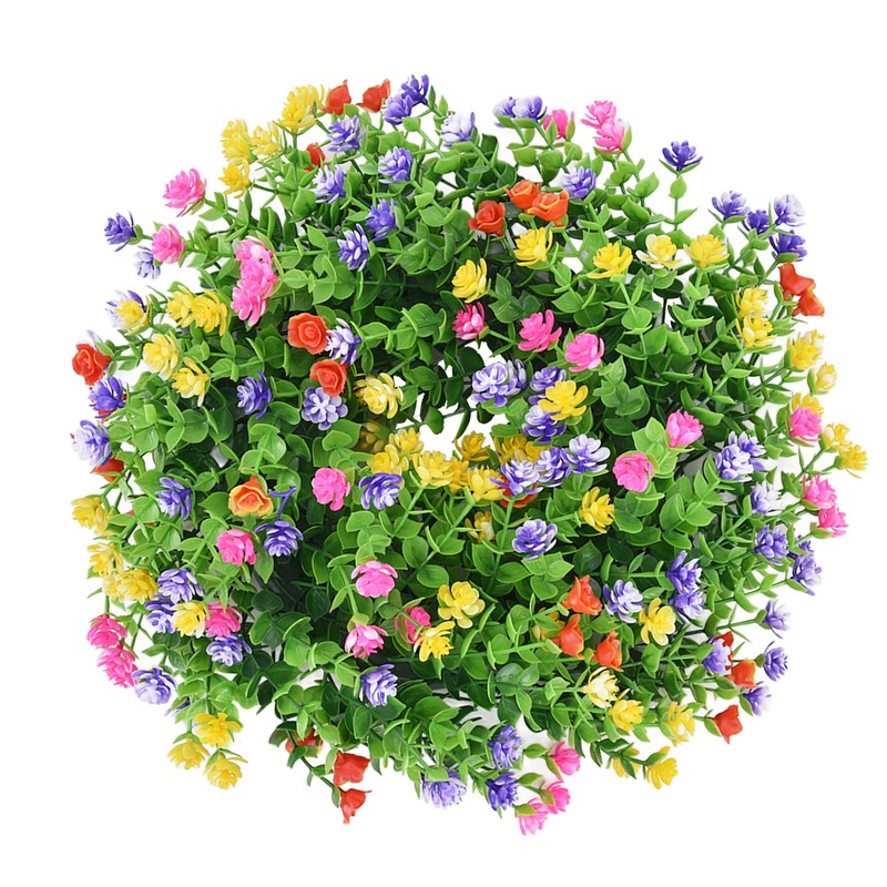 Flower Wreath Spring Babysbreath Faux Round Flower Wreath for Living