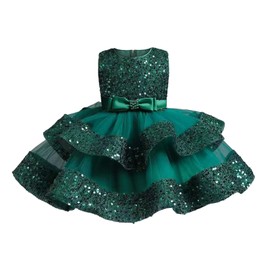 Miipat Baby Girl Dress Princess Tulle Sequins Party Dress Sleeveless Girls Flower Girl Dresses Birthday Wedding Dresses, Green