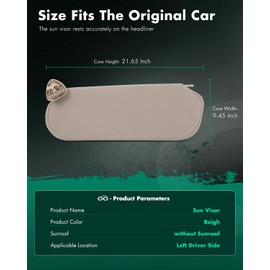 Beige Left Driver Side Car Sun Visor Without Sunroof for 2003-2014 for Chevy for Express 1500,2003-2021 for Chevy for Express 2500,2003-2021 for Chevy for Express 3500,Replacement Assembly
