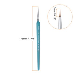 HARFINGTON 3pcs Detail Paint Brushes 3mm Pointed Tip 180mm Length Nylon Hair Miniature Painting Brush for Watercolor Oil Acrylic Painting(00000#), Blue