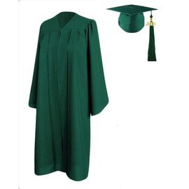 [2025] Graduation Cap and Gown Matte, Unisex Adult's Grad Robe Hat with Tassel Set - High School College Ceremony (Forest Green,Size51）