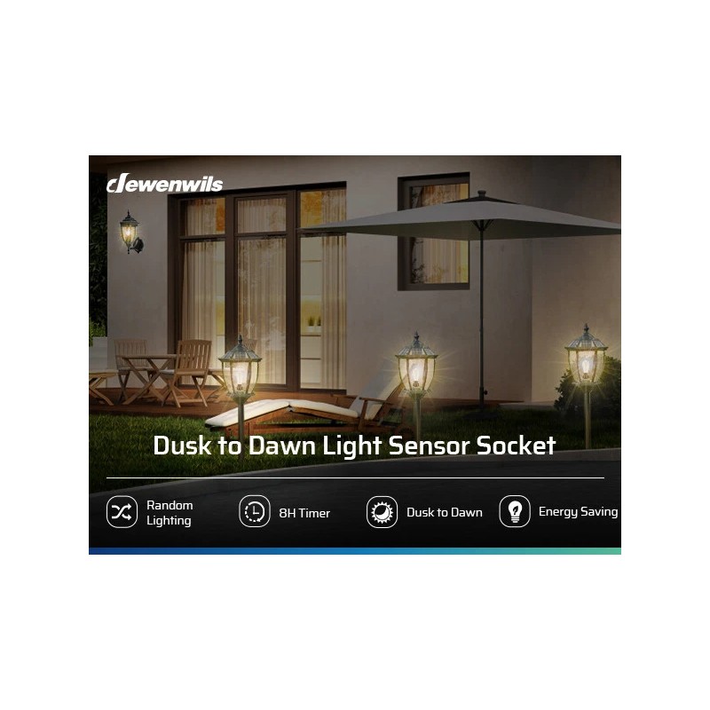 DEWENWILS Dusk to Dawn Light Sensor Socket with Timer Light