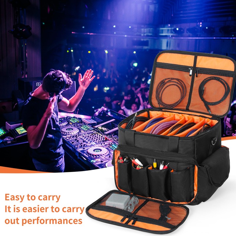 IBVIVIC DJ Cable File Bag with 6 Detachable Dividers High