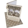 Wooden First Anniversary Card with Loving Couple on a Bridge