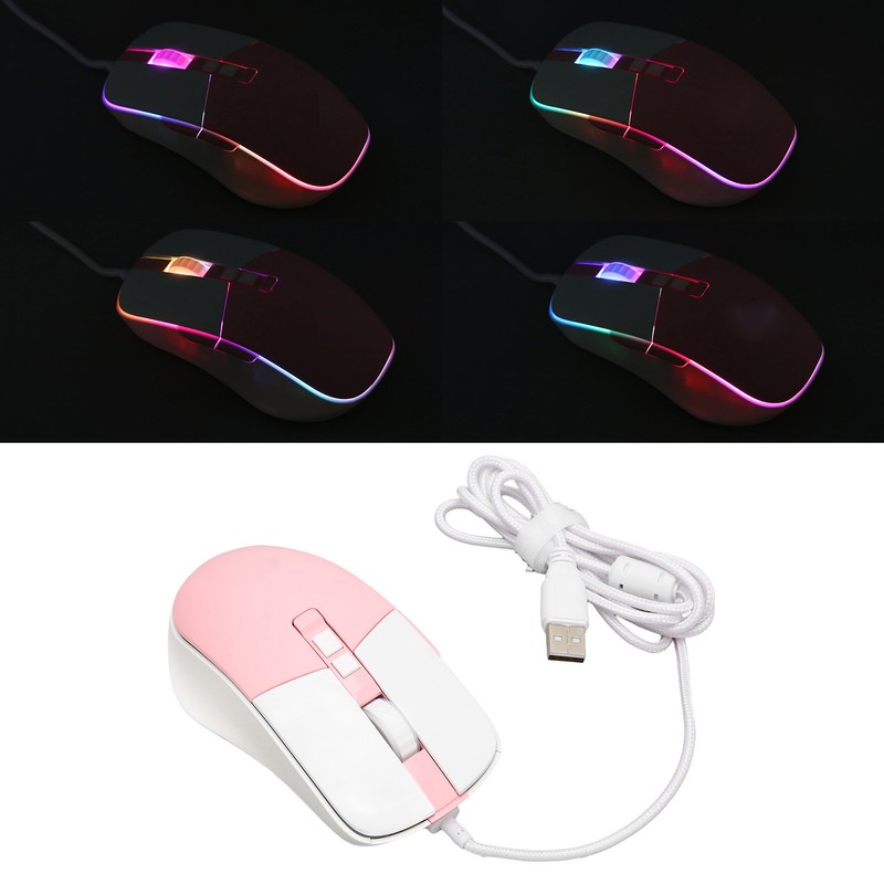 Wired Mouse Ergonomic Streamlined Cool RGB Optical Sensor Gaming Mechanical