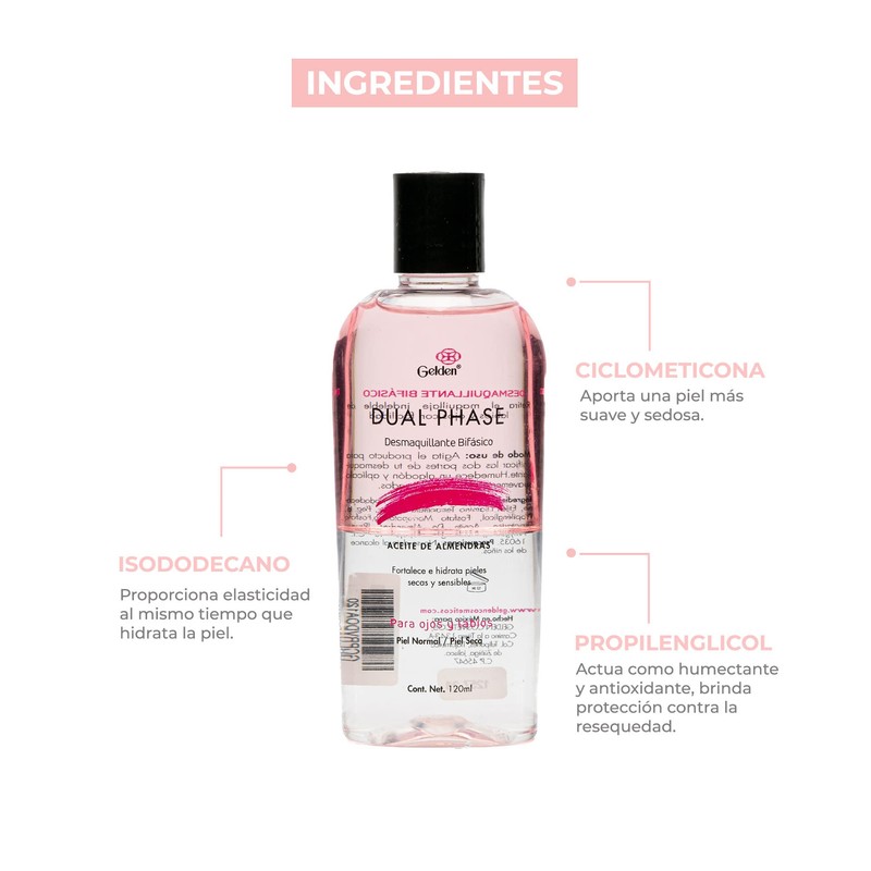 Gelden - Desmaquillante Bifásico con Extracto de Almendras Para Ojos