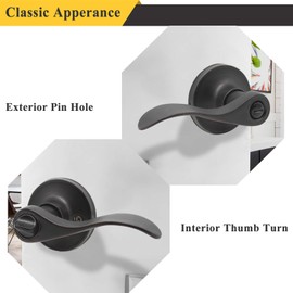 Probrico Oil Rubbed Bronze Wave Privacy Door Levers Interior Bed Bath Handles Keyless Lock Set Leversets,Left/Right Handed,3 Pack