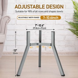 Blulu 2 Pack Adjustable Raised Dog Bowl Stand for Water and Food, Large Anti-Slip Metal Dog Food Holder Wide 7-10.6" Heights 13", Bowl Not Included(Gray)