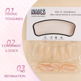 24PCS Bright White Press On Nails - Short Stiletto Almond Shape False Nails For Women - Glossy Solid French Tip Design Reusable Stick On Set With Comfortable ABS Material For DIY Manicure