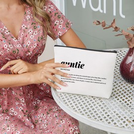 Aunt Gifts Best Auntie Gifts from Niece Funny Christmas Birthday Gifts for Women New Auntie Gifts Makeup Bag Mothers Day Gifts for Aunt Auntie Gifts from Nephew