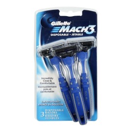 Gillette Mach3 Men's Disposable Razors Smooth Skin Close Comfortable Shave 3ct
