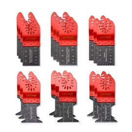 Litorange Multi-Tool Replacement Blades, 6 Types, 20 Piece Set, Crimson, Multi-purpose, Metal Nails, Wood Cutting, Makita, Hitachi Koki, Bosch, Ryobi, Black and Decker, Dremel, Blade Cutting and Saw Blade Tip Tool Set, Compatible
