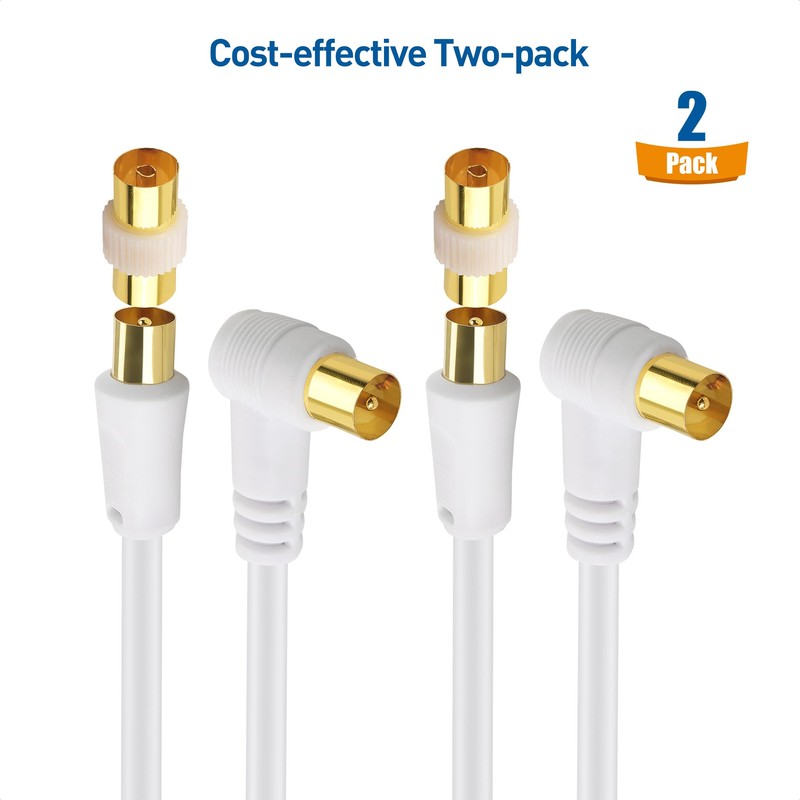 Cable Matters 2-Pack 3 m Right Angle Coaxial TV Aerial