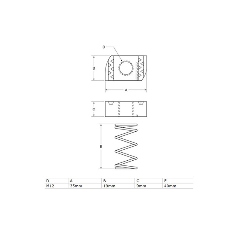 Sourcingmap M12 304 Stainless Steel Strut Spring Channel Nuts 10