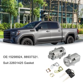 ACROPIX Door Lock Tumbler Front Left Right Door Lock Cylinder Set Fit for GMC Sierra 1500 with Key - Pack of 2 Silver Tone Black