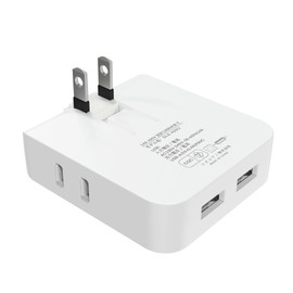 Corner Tap Mini Power Strip 4 Gang USB 2 Port Outlet Power Strip Swing Plug Outlet Snap Tap Outlet Corner Tap Side Tap Gap Outlet Outlet Splitter Small Thin PSE Certified White (1)