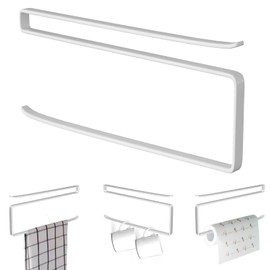 Jizxol Kitchen Roll Holder, No Drilling, Kitchen Roll Holder, Kitchen Roll Holder for Attaching, Cupboard, Paper Roll Holder, Napkin Dispenser, Storage for Kitchen, Bathroom. (White)