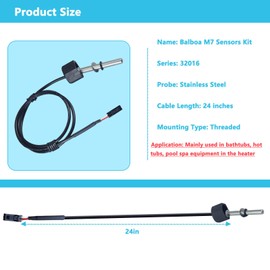 32016 Hot Tub Sensor for Balboa M7 Sensors Kit Replacement 30344 30042 30382 53605, 24" Hot Tub Temperature Sensor Kit for Balboa SPA Sensor Heater M7 System 30344 (2-Pack)
